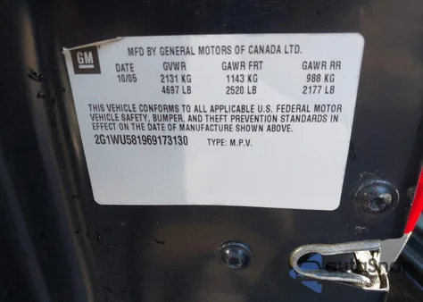 2006 Chevrolet Impala Ltz из США, поврежденный, VIN 2G1WU581969173130